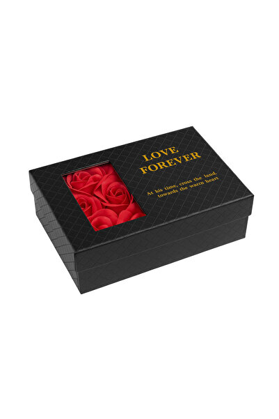 OEM Love Forever gift set with 6 soap roses, luxury box with transparent lid, 12.5x9.5x5 cm
