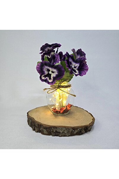STDEKOR Decorative Vase with Purple Violet Flowers and Led Lights