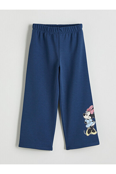 LC Waikiki بنطال رياضي للفتيات من Indigo Beli Minnie Mouse مطبوع ذو خصر مطاطي