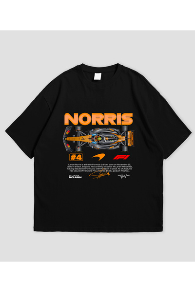 SVART WEAR لاندو نوريس مطبوع قصة فضفاضة تي شيرت للجنسين