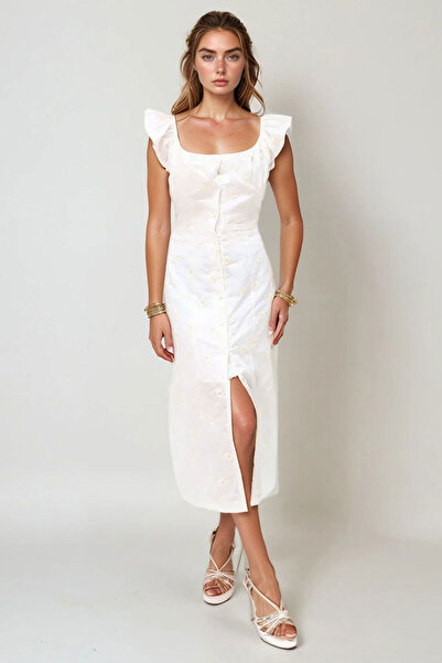 bacc Γυναικείο Φόρεμα Λευκό Μαντονέτα με Κέντημα Καπιτονέ Εσωτερικά Φορέματα ...