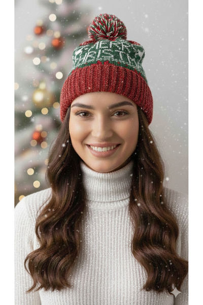 STELLA VESTİNO Glittery Red Pompom Christmas Beanie |   Unisex Women's Men's ...