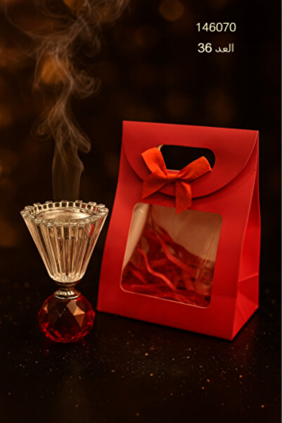 South house مبخرة كريستالية حمراء مع حقيبة هدايا