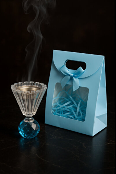 South house مبخرة كريستالية زرقاء سماوية مع حقيبة هدايا