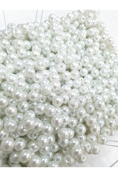 Hobimos 100 Adet 6mm Lüks Beyaz Delikli Cam İnci