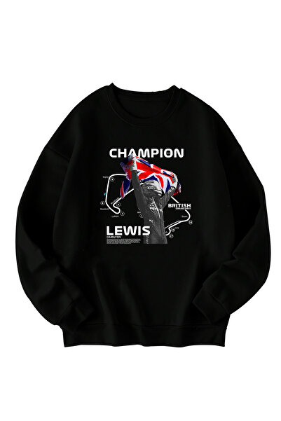 SVART WEAR سويت شيرت لويس هاميلتون سيلفرستون مطبوع قصة فضفاضة للجنسين
