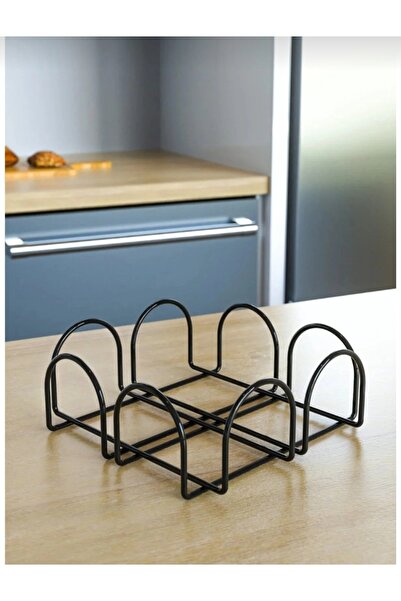 EGE HOME STORE Square Black Napkin Holder Metal Black Color Countertop Table ...