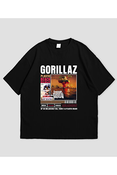 SVART WEAR Gorillaz Plastic Beach cu imprimeu supradimensionat Unisex tricou