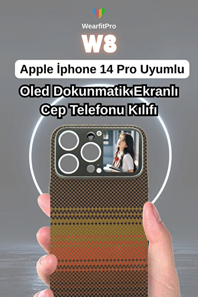 Wearfitpro W8 Oled Dokunmatik Akıllı Ekranlı Apple İphone 14 Pro Uyumlu Karbo...