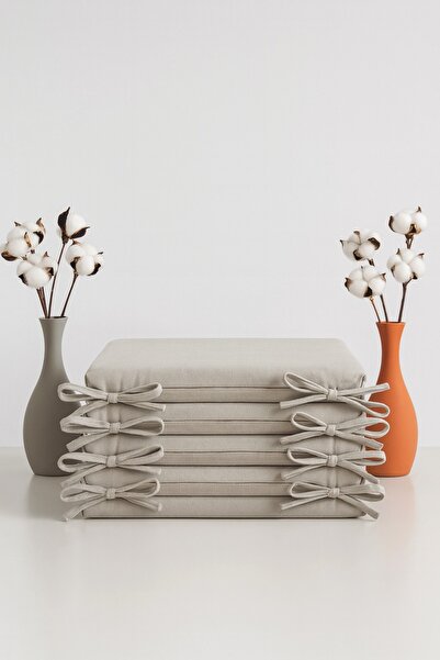 TicaretJet 40CMX40CM-4CM YÜKSEKLİK 4'LÜ SÜNGERLİ SANDALYE MİNDERİ ÇIKARILABİLİR KILIF BAĞCIKLI