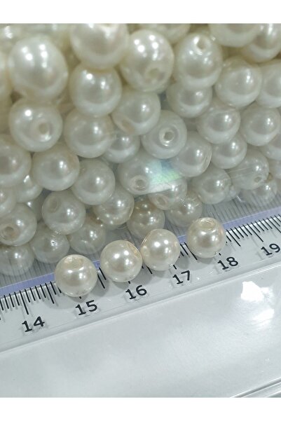 Hobimos 50 Adet 8 mm Krem Cam İnci