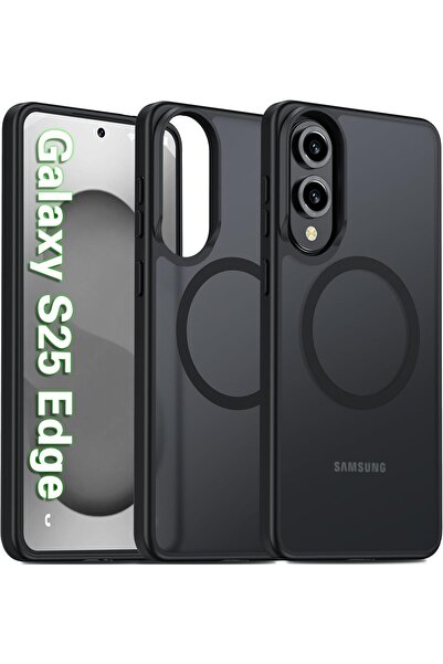 Kipgsm Samsung Galaxy S25 Edge Uyumlu Kılıf Magsafe Şarj Destekli Yumuşak Ken...