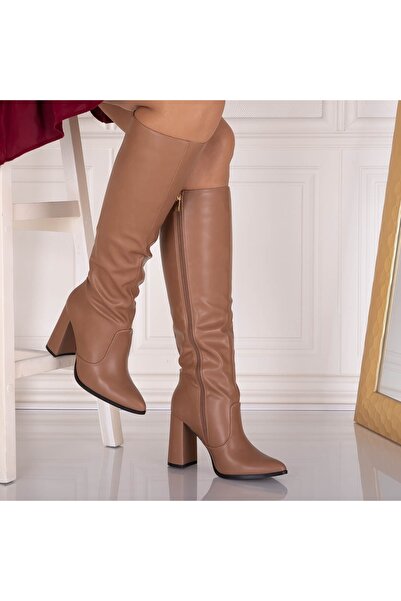 Botinelli Women's Khaki Boots Made of -Leather Jasorya, 40