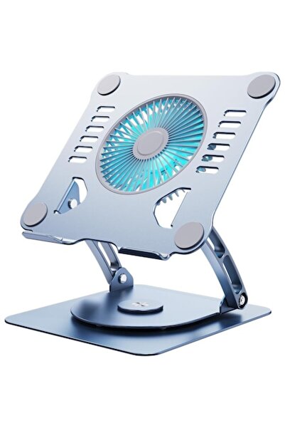 NEXTWAVE Suport laptop ergonomic NextWave®, cu cooler, reglabil pe inaltime, rotativ 360°, aluminiu, gri