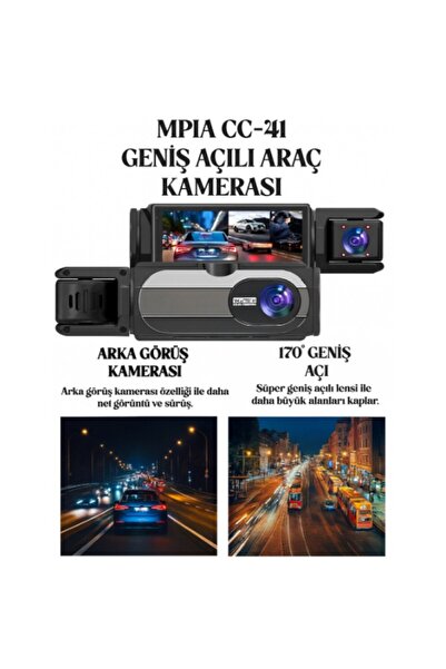 Brentino 170° GENİŞ AÇILI ARAÇ KAMERASI 1080P FHD ÖN VE 720P GERİ GÖRÜŞ GECE ...