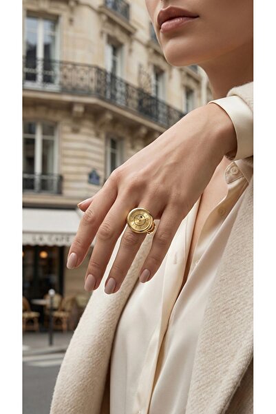 KLISHE Butik Aya Yüzük Saat Gold Renk, Esneyebilen Otomatik Ölçü Kordon, Şık, 2026 Koleksiyon