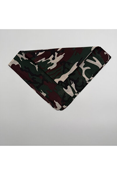 Ma.re accessories Yeşil Kamuflaj Desenli Bandana – %100 Pamuk (52x52 cm)