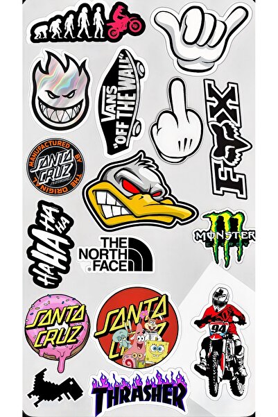 Limitless Design Kaykay, Motosiklet & Sokak Kültürü Temalı Sticker Seti – 22x...