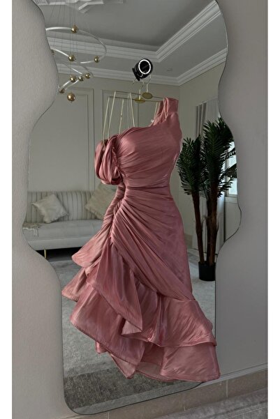 rovan فستان سهره قصير لون لحمي جذاب