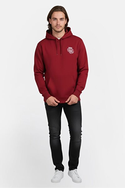 Vans Men Brand Logo Long Sleeve Hoodie, Maroon