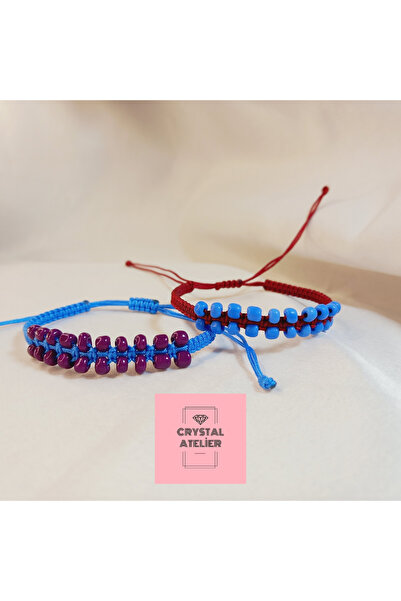 Crystal Atelier سوار مزدوج من مجموعة ترابزونسبور سيفجي للعواصف البحرية السوداء - سوار مكرامية للمشجعين باللون الأزرق العنابي