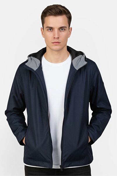 Kenneth Cole Men Heather Hooded Jacket, Navy