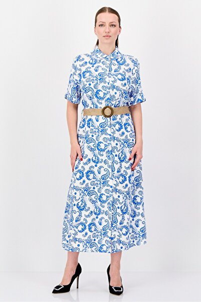 Bebe Women Floral Print Belted Midi Dress, Multicolor