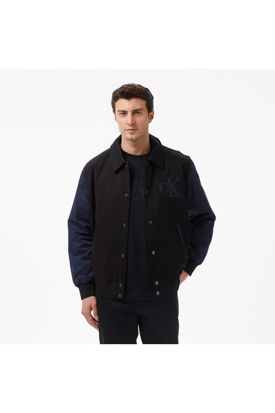 Calvin Klein Cotton Nylon Varisty Bomber Erkek Siyah Ceket