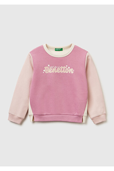 United Colors of Benetton Fată Crem-Roz bloc de culoare Simli Logo cu imprime...