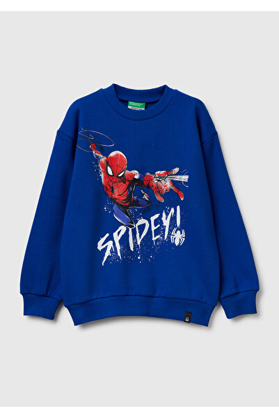 United Colors of Benetton سويت شيرت ريبانال بياكلر يو كولور بطبعة شعار سبايدر...