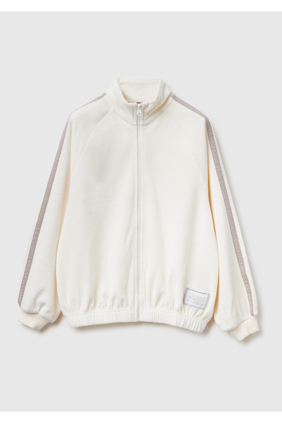 United Colors of Benetton Детска блуза с качулка, раглан ръкави, цип и етикет...