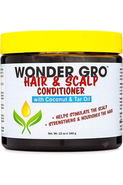 Wonder Gro بلسم تصفيف الشعر وفروة الرأس بزيت جوز الهند والقطران، 350 مل