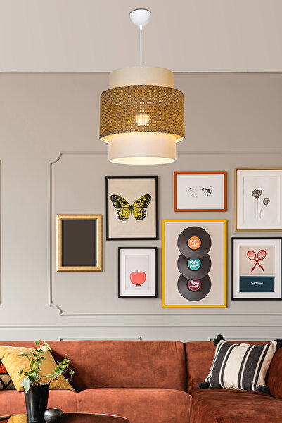 Limon 3D Desing Harlly 38CM Tekli Sarkıt Kumaş Avize Lamba Yatak Odası Salon ...