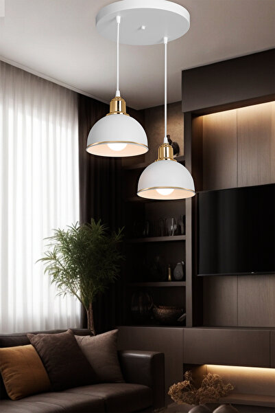 Limon 3D Desing 2Li Beyaz Sarkıt Avize Salon Mutfak Koridor Yatak Odası Lamba