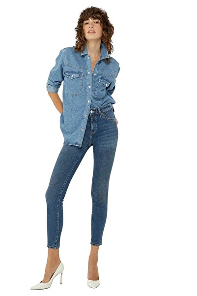 byhaziran butik Mungann Yüksel Bel قماش قابل للتمدد يبرز انحناءات الجسم بنطلو...