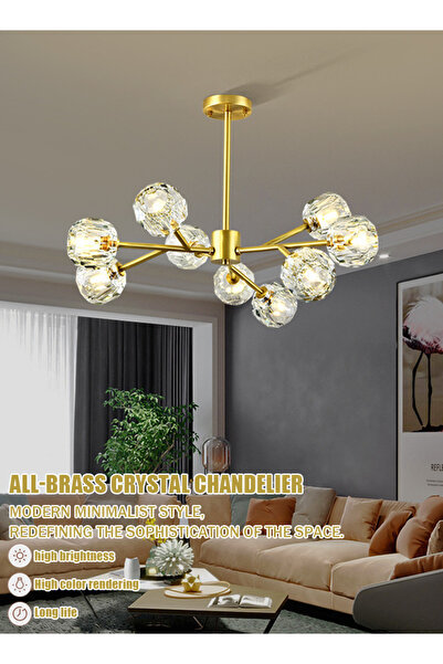 Generic 6/9/12 Front Restaurant Crystal Chandelier Modern Minimalist Luxury Living Room and Bedroom Lighting