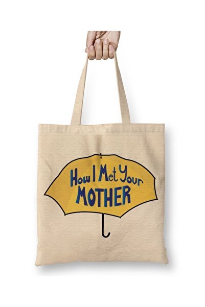 Toyaso How I Met Your Mother 002 Λευκή υφασμάτινη τσάντα με μακριά λαβή Τσάντ...