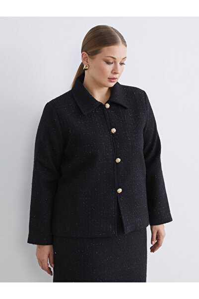 LC Waikiki Black Shirt Collar Women's Jacket