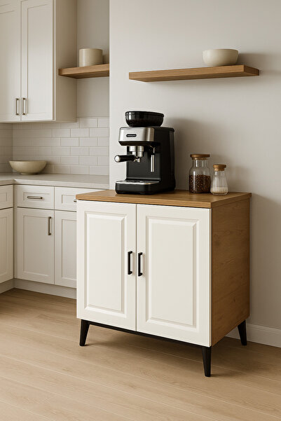 bangu Kahve Köşesi Dolabı ( Derinlik 47 cm ) Çok Amaçlı Dolap ( 60 cm ) Raflı Mutfak Dolabı BKDM007