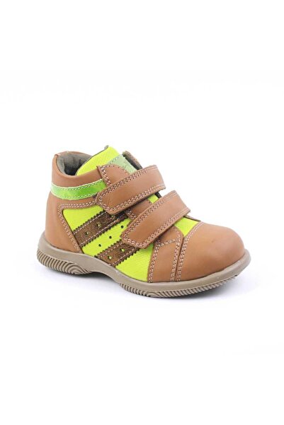 tino Ghete sport pentru copii , din piele naturala 3237-COGNAC/VERDE/25