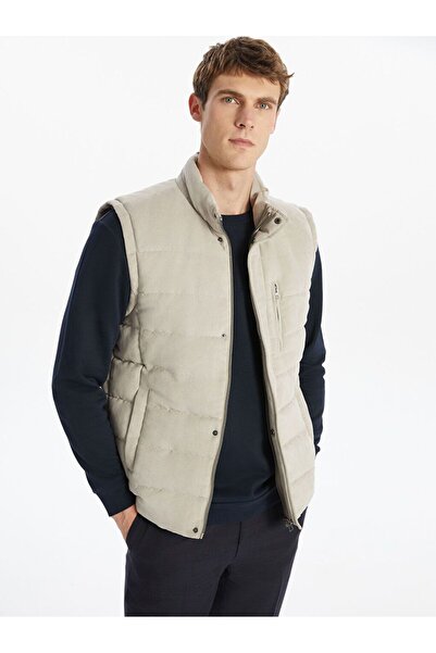 LC Waikiki Southblue Standard Fit Stand Collar Suede Men's Vest