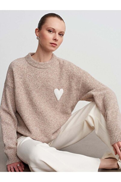 Serpirella Butik Wool Blend Heart Sweater