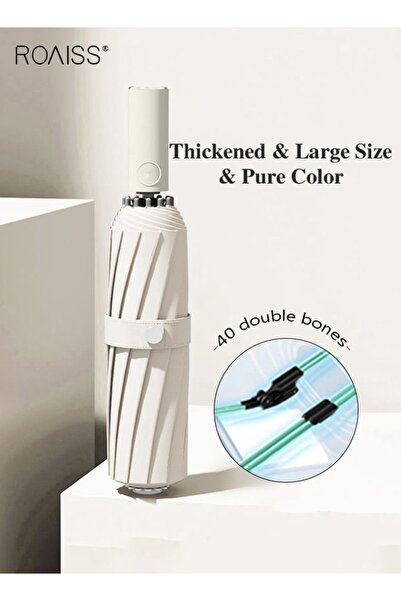 ROAISS مظلة أوتوماتيكية بالكامل للجنسين، مقاومة للمطر والشمس، مزدوجة الاستخدا...