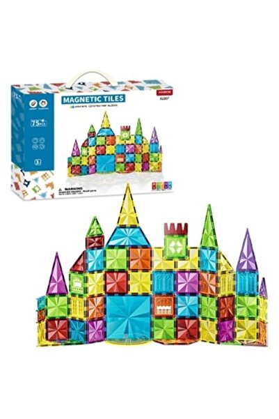 dude Magnetic Tiles Colorful 75 Piece Magnetic Building