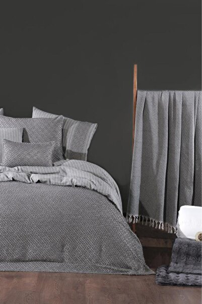 Çeyiz Diyarı Clara Luxury Comforter 13 Piece Dowry Set Gray