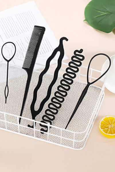 TAYEM مجموعة من 5 مشابك شعر محبوكة، مجموعة مشط متنوعة باللون الأسود