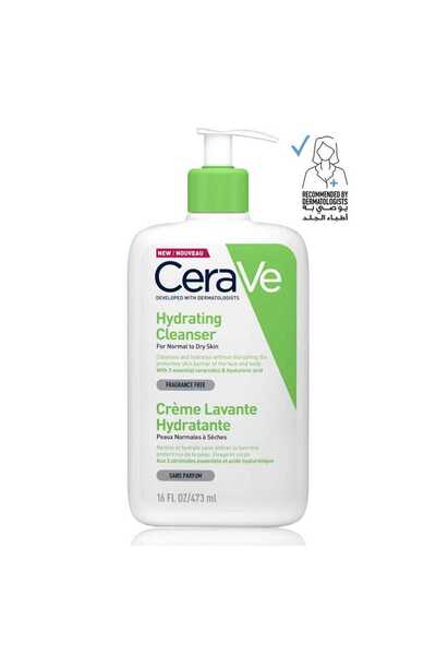 CeraVe غسول مرطب للوجه للبشرة العادية إلى الجافة مع حمض الهيالورونيك 473 مل