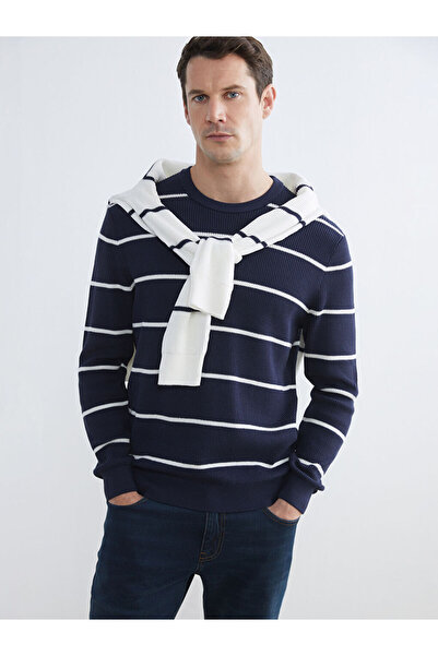 LC Waikiki Pulover pentru bărbați LCWAIKIKI Classic Navy Blue guler rotund cu...