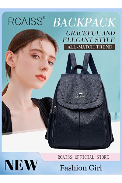 ROAISS حقيبة ظهر كاجوال نسائية جديدة متعددة الاستخدامات بسعة كبيرة مصنوعة من ...