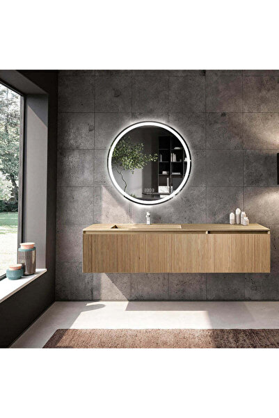 shark design Oglindă LED rotundă 60×60 cm, senzor de mișcare, 3 tipuri de lum...